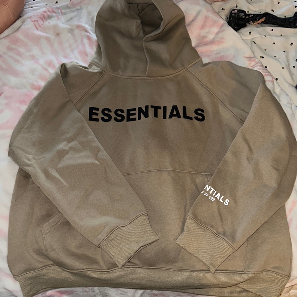 BROWN/ TAN ESSENTIALS HOODIE SZ MENS M